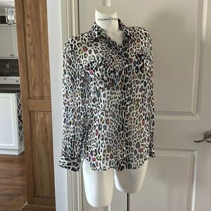 Equipment femme animal print silk blouse medium